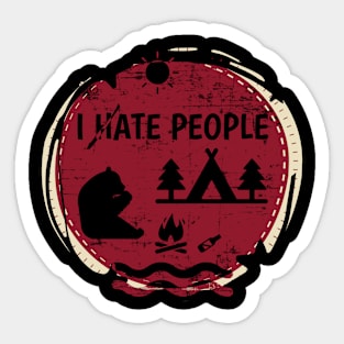 Camping Hiking I Hate People I Eat People Funny Bear T shirt Sticker